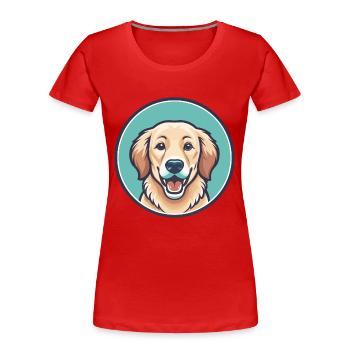 Golden Retriever Dog Breed Cartoon Kawaii Clipart - Women's Premium Organic T-Shirt - red - Front - Mia (176cm)