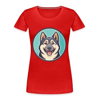 Hallefors Elkhound Dog Breed Cartoon Kawaii - Women's Premium Organic T-Shirt - red - Front - Mia (176cm)