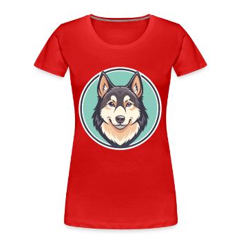 Greenland Dog Breed Cartoon Kawaii Clipart Animal - Women's Premium Organic T-Shirt - red - Front - Mia (176cm)