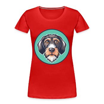 Chien courant à poil dur d’Istrie Race Dessin animé Kawaii - T-shirt bio Premium Femme - rouge - Devant - Mia (176cm)