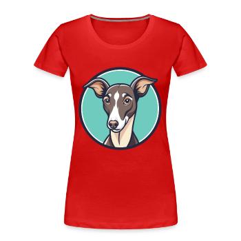 Lévrier italien chien race dessin animé Kawaii Clipart - T-shirt bio Premium Femme - rouge - Devant - Mia (176cm)