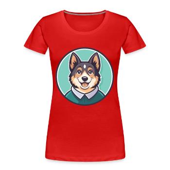 Kaikadi Hunderasse Cartoon Figur Kawaii Clipart - Frauen Premium Bio T-Shirt - Rot - Vorne - Mia (176cm)