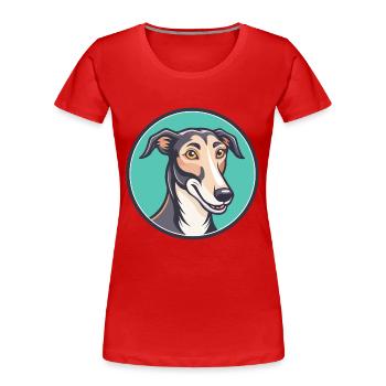 Lurcher Hunderasse Cartoon Figur Kawaii Clipart - Frauen Premium Bio T-Shirt - Rot - Vorne - Mia (176cm)