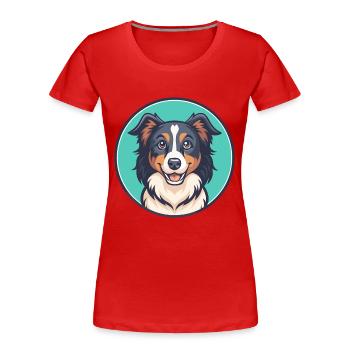 Miniature American Shepherd Dog Breed Cartoon Pet - Women's Premium Organic T-Shirt - red - Front - Mia (176cm)