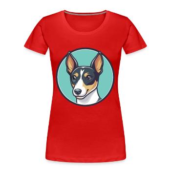 Miniature Fox Terrier Chien Race Dessin animé Kawaii Pet - T-shirt bio Premium Femme - rouge - Devant - Mia (176cm)