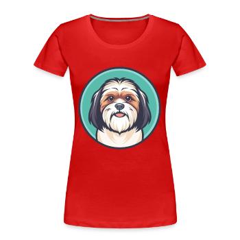 Maltais Shih Tzu Chien Race Dessin animé Kawaii Clipart - T-shirt bio Premium Femme - rouge - Devant - Mia (176cm)