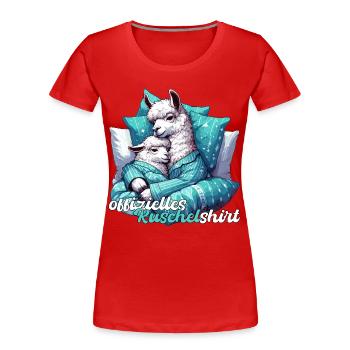 Offizielles Kuschelshirt Lama Lamas Geschenk - Frauen Premium Bio T-Shirt - Rot - Vorne - Mia (176cm)