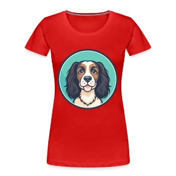 Norfolk Spaniel Dog Breed Cartoon Kawaii Clipart - Women's Premium Organic T-Shirt - red - Front - Mia (176cm)