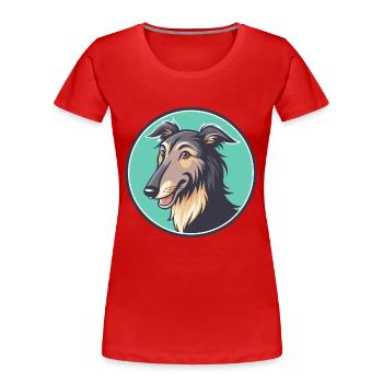 Pampas Deerhound Dog Breed Cartoon Kawaii Clipart - Women's Premium Organic T-Shirt - red - Front - Mia (176cm)