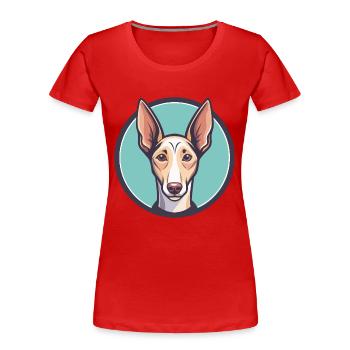 Podenco Andaluz Dog Breed Cartoon Kawaii Clipart - Women's Premium Organic T-Shirt - red - Front - Mia (176cm)