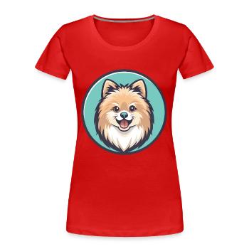 Poméranien Spitz Chien Race Dessin Animé Kawaii Clipart - T-shirt bio Premium Femme - rouge - Devant - Mia (176cm)