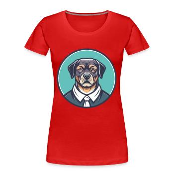 Chien de garde portugais race chien drôle dessin animé Kawaii - T-shirt bio Premium Femme - rouge - Devant - Mia (176cm)