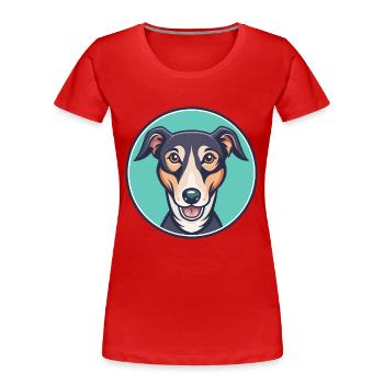 Rajapalayam Dog Breed Funny Cartoon Kawaii Clipart - Women's Premium Organic T-Shirt - red - Front - Mia (176cm)