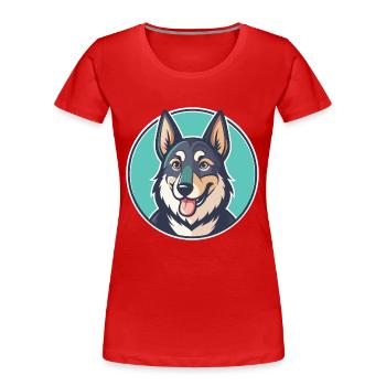 Saarlooswolfhond Chien Race Dessin animé Kawaii Clipart - T-shirt bio Premium Femme - rouge - Devant - Mia (176cm)