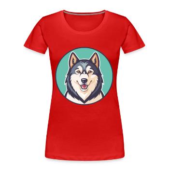 Seppala Sibérien Traîneau Chien Race Dessin Animé Kawaii - T-shirt bio Premium Femme - rouge - Devant - Mia (176cm)