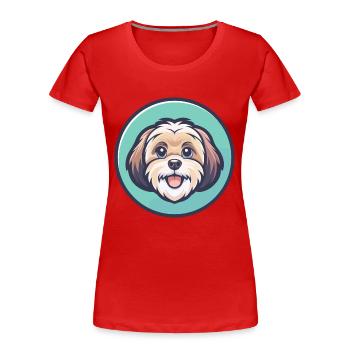 ShihPoo Hunderasse Cartoon Figur Kawaii Clipart - Frauen Premium Bio T-Shirt - Rot - Vorne - Mia (176cm)