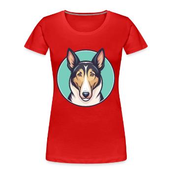 Smooth Collie Hunderasse Cartoon Kawaii Clipart Haustier - Frauen Premium Bio T-Shirt - Rot - Vorne - Mia (176cm)