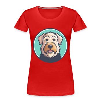 Soft Coated Wheaten Terrier Dog Breed Cartoon Pet - Women's Premium Organic T-Shirt - red - Front - Mia (176cm)