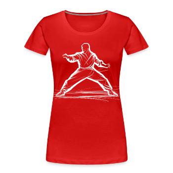 Karateka Zeichnung - Frauen Premium Bio T-Shirt - Rot - Vorne - Mia (176cm)