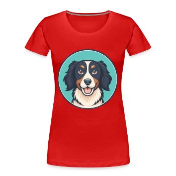Stabyhoun Chien Race Dessin animé Kawaii Clipart Animal - T-shirt bio Premium Femme - rouge - Devant - Mia (176cm)