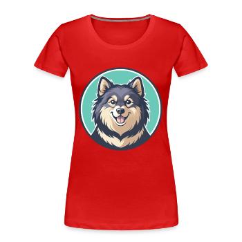 Suédois Laponie Chien Race Dessin animé Kawaii Clipart - T-shirt bio Premium Femme - rouge - Devant - Mia (176cm)