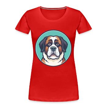 St Bernard Chien Race Dessin Animé Kawaii Clipart Animal - T-shirt bio Premium Femme - rouge - Devant - Mia (176cm)