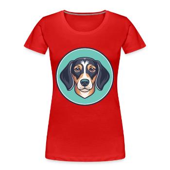 Dessin animé kawaii de race de chien de race Dachshund Westphalien - T-shirt bio Premium Femme - rouge - Devant - Mia (176cm)