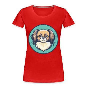 Épagneul tibétain chien race dessin animé Kawaii Clipart - T-shirt bio Premium Femme - rouge - Devant - Mia (176cm)