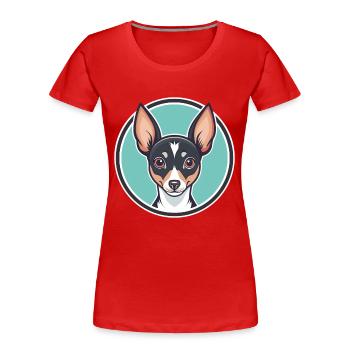 Jouet Fox Terrier Chien Race Dessin animé Kawaii Clipart - T-shirt bio Premium Femme - rouge - Devant - Mia (176cm)