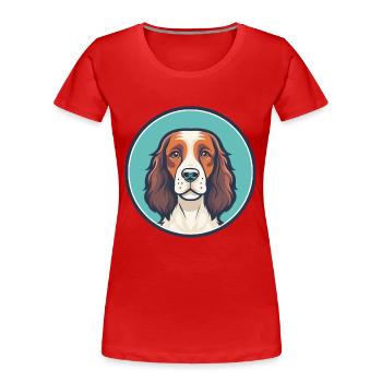 Welsh Springer Spaniel Dog Breed Cartoon Kawaii - Women's Premium Organic T-Shirt - red - Front - Mia (176cm)