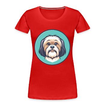 Tibetische Kyi Apso Hunderasse Cartoon Kawaii Clipart - Frauen Premium Bio T-Shirt - Rot - Vorne - Mia (176cm)