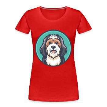 Tibetan Terrier Dog Breed Cartoon Kawaii Clipart - Women's Premium Organic T-Shirt - red - Front - Mia (176cm)