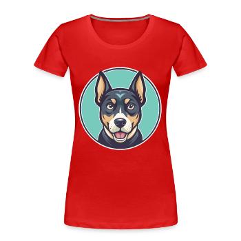 Treeing Cur Dog Breed Funny Cartoon Kawaii Clipart - Women's Premium Organic T-Shirt - red - Front - Mia (176cm)
