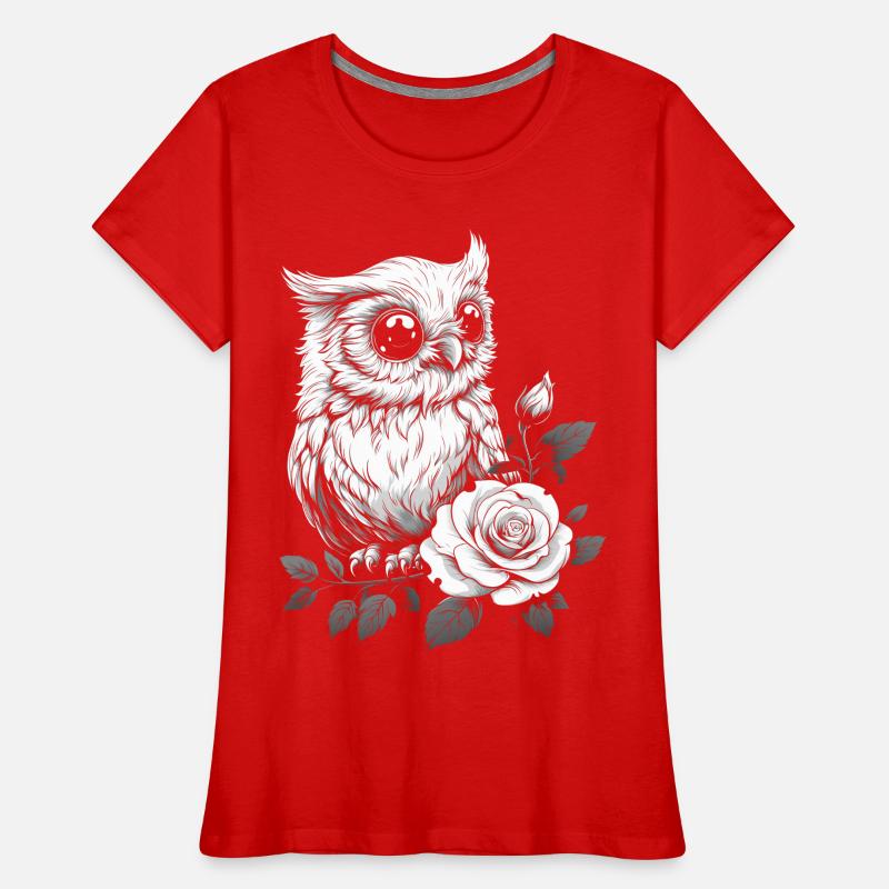 Nachteule Rose Blumen Ästhetik Eule Vogel Geschenk Frauen Premium Bio T-Shirt