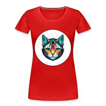 Chat américain à poil court race dessin animé Kawaii Animal - T-shirt bio Premium Femme - rouge - Devant - Mia (176cm)