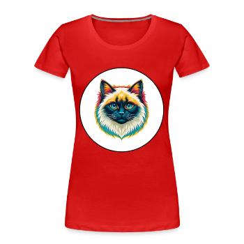 Birma Heilige Katze Rasse Karikatur Kawaii Tier Haustier - Frauen Premium Bio T-Shirt - Rot - Vorne - Mia (176cm)