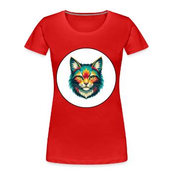 Highlander Katzenrasse Cartoon Kawaii Tier Haustier - Frauen Premium Bio T-Shirt - Rot - Vorne - Mia (176cm)