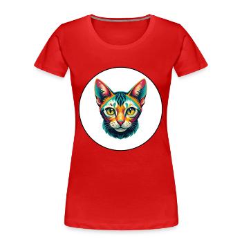 Égyptien Mau Chat Race Dessin Animé Kawaii Animal Pet - T-shirt bio Premium Femme - rouge - Devant - Mia (176cm)