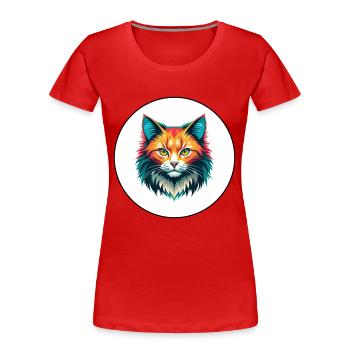 Gingembre Chat à poil long Race Dessin animé Kawaii Animal - T-shirt bio Premium Femme - rouge - Devant - Mia (176cm)