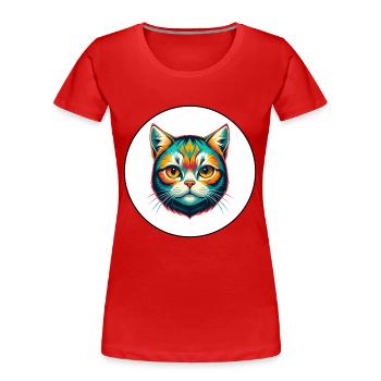 Scottish Shorthair Cat Breed Cartoon Kawaii Animal - Women's Premium Organic T-Shirt - red - Front - Mia (176cm)