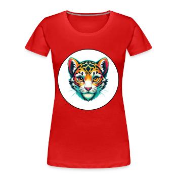 Léopard des neiges Bébé chat race dessin animé Kawaii Animal - T-shirt bio Premium Femme - rouge - Devant - Mia (176cm)