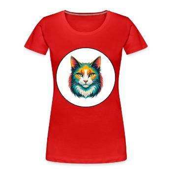Turkish Angora Cat Breed Cartoon Kawaii Animal Pet - Women's Premium Organic T-Shirt - red - Front - Mia (176cm)