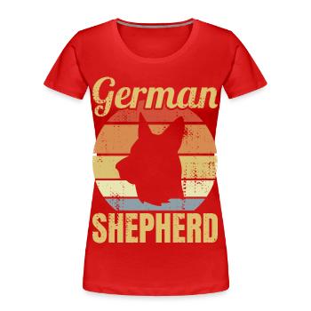 Retro German Shepherd - Women's Premium Organic T-Shirt - red - Front - Mia (176cm)