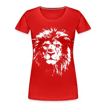 Lion Portrait Nature Wilderness Predators Symbol Logo - Women's Premium Organic T-Shirt - red - Front - Mia (176cm)