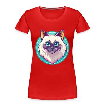 Birman Chat Race Dessin Animé Kawaii Animal Pet - T-shirt bio Premium Femme - rouge - Devant - Mia (176cm)