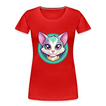Bambino Katze Rasse Karikatur Kawaii Tier Haustier - Frauen Premium Bio T-Shirt - Rot - Vorne - Mia (176cm)