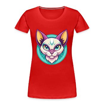 Khao Manee Chat Race Dessin Animé Kawaii Animal Pet - T-shirt bio Premium Femme - rouge - Devant - Mia (176cm)