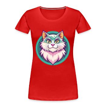 Ragamuffin Chat Race Dessin Animé Kawaii Animal Pet - T-shirt bio Premium Femme - rouge - Devant - Mia (176cm)