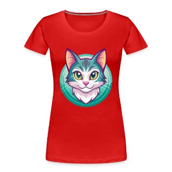 Hauskatze Rasse Karikatur Kawaii Tier Haustier - Frauen Premium Bio T-Shirt - Rot - Vorne - Mia (176cm)