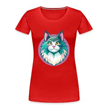 Norwegian Forest Cat Breed Cartoon Kawaii Animal - Women's Premium Organic T-Shirt - red - Front - Mia (176cm)